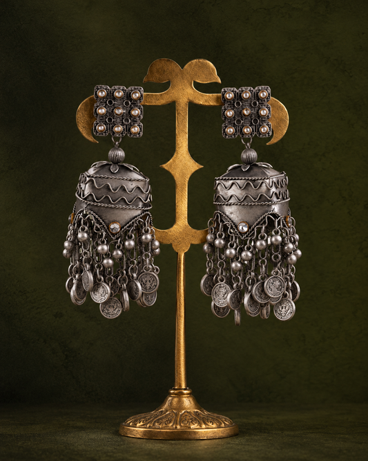 Rajnoor Oxidised Jhumka Earrings