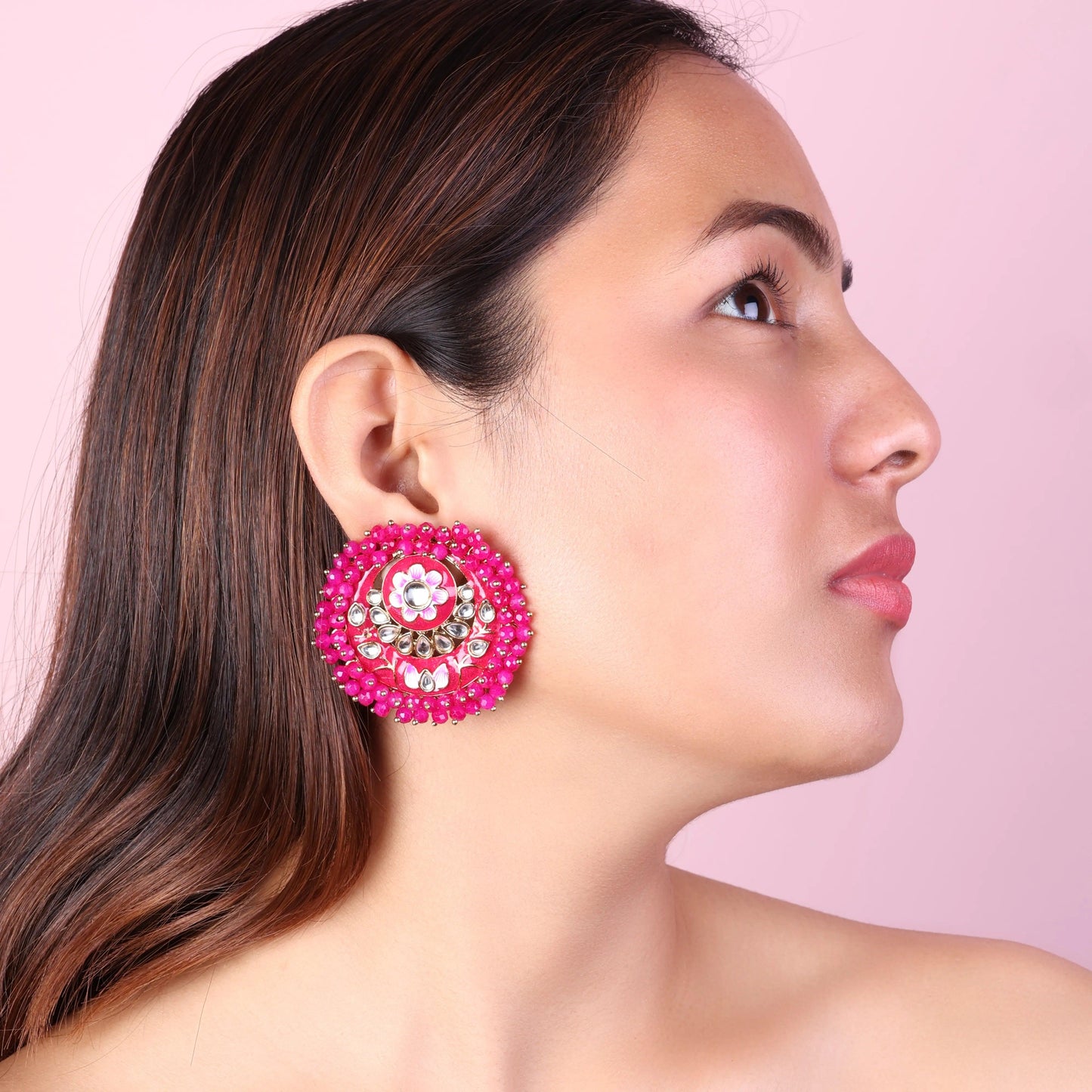 Dark Pink Ashu Meena Stud