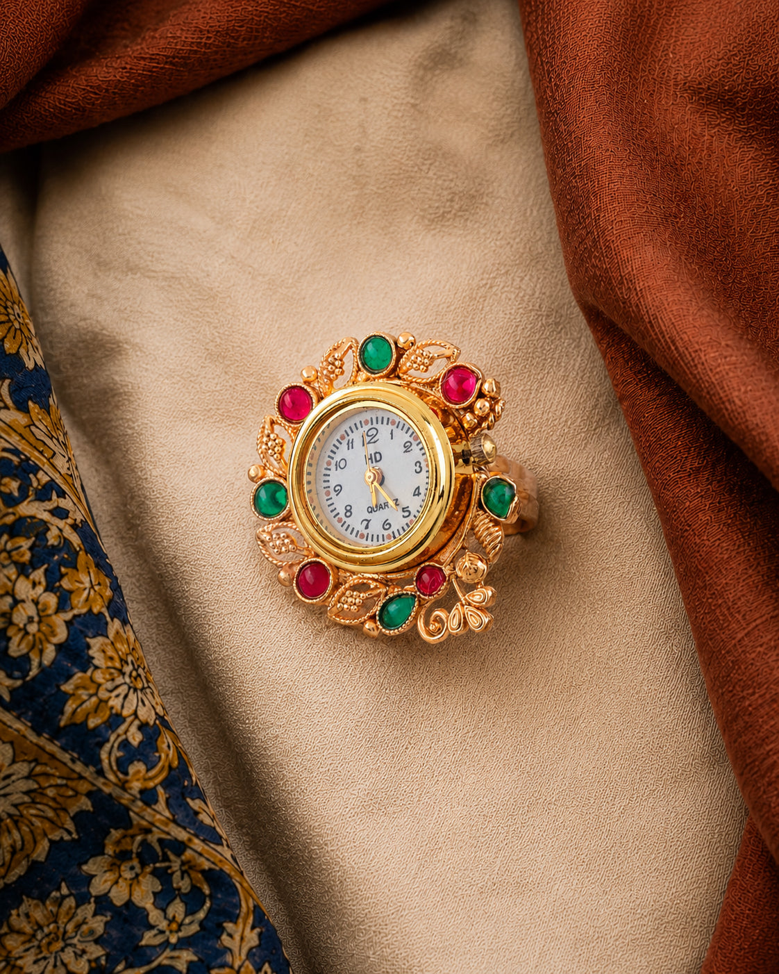 Shivin Heritage Women Dial Embellished Ethnic Analogue Ring Watch