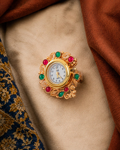 Shivin Heritage Women Dial Embellished Ethnic Analogue Ring Watch