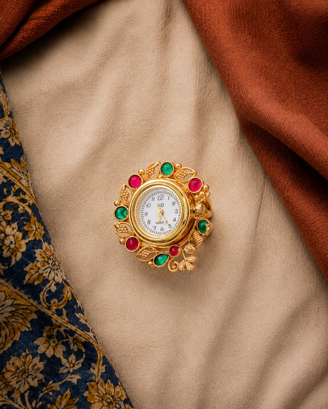 Shivin Heritage Women Dial Embellished Ethnic Analogue Ring Watch
