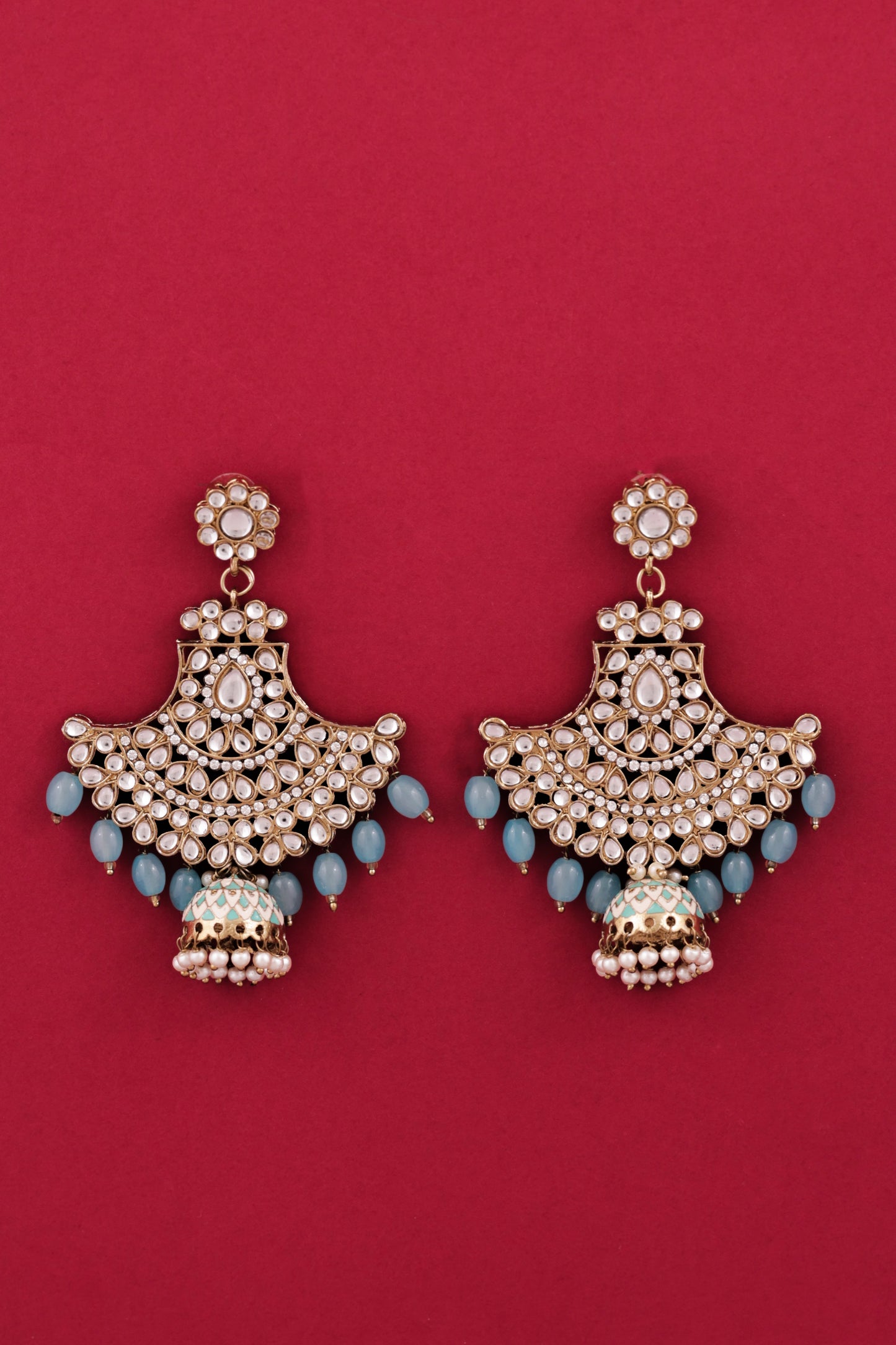 Turquoise Sabita Designer Meenakari Jhumka Earring