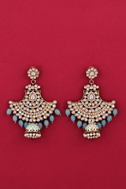 Turquoise Sabita Designer Meenakari Jhumka Earring