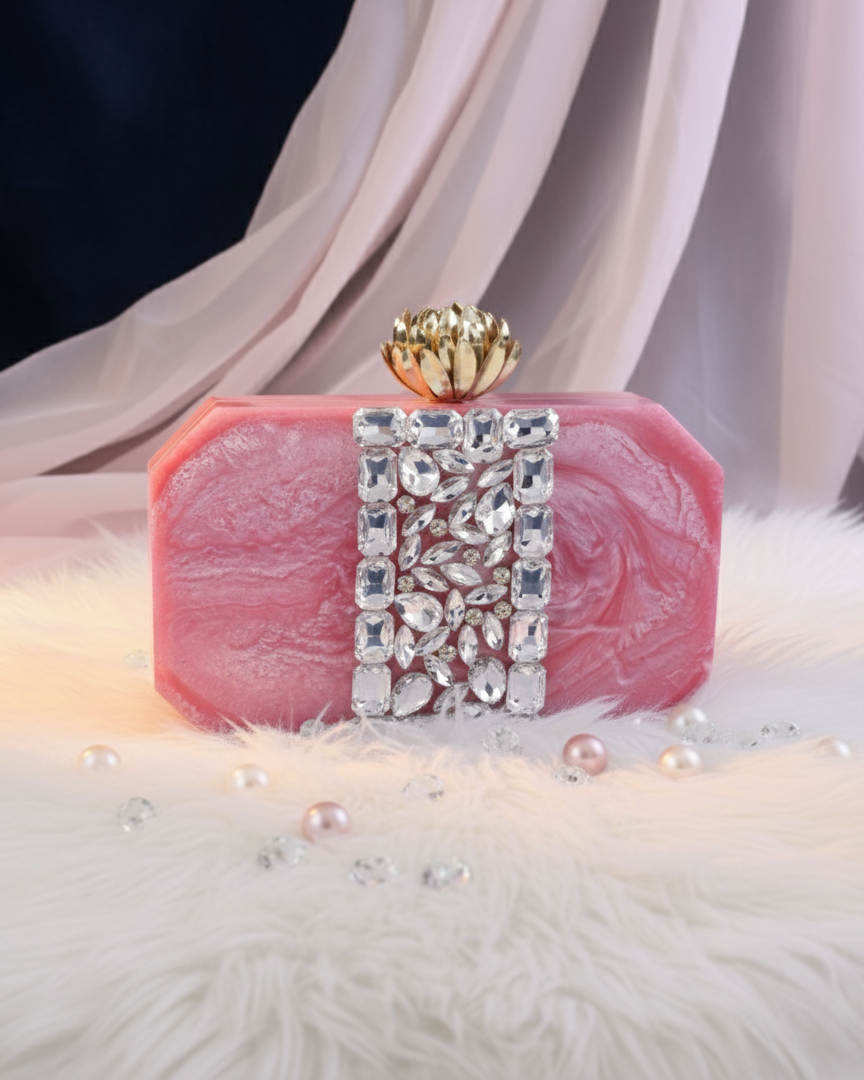 Blush Marina Emblished Resin Clutch