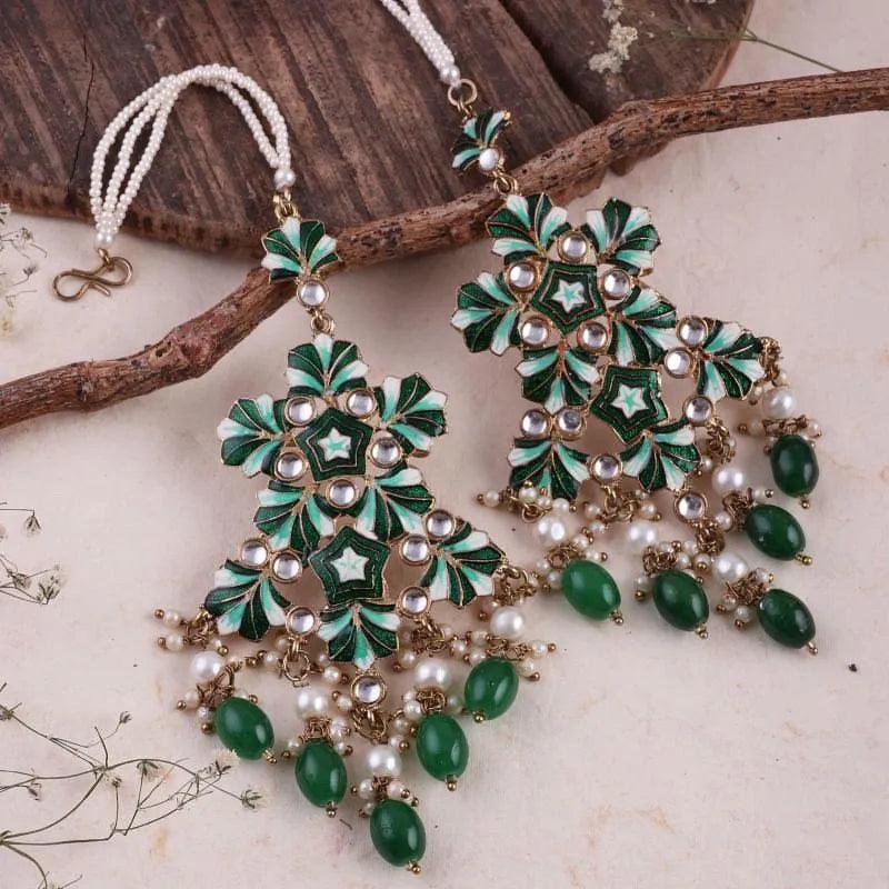 Dark Green Ragini Designer Earring With Sahara