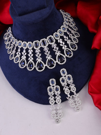 Blue Melissa American Diamond Necklace Set