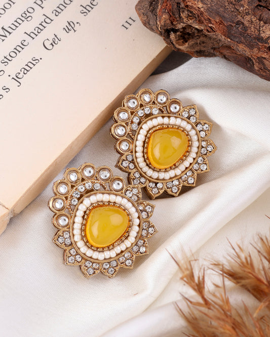 Yellow Snehal Premium Stud Earring