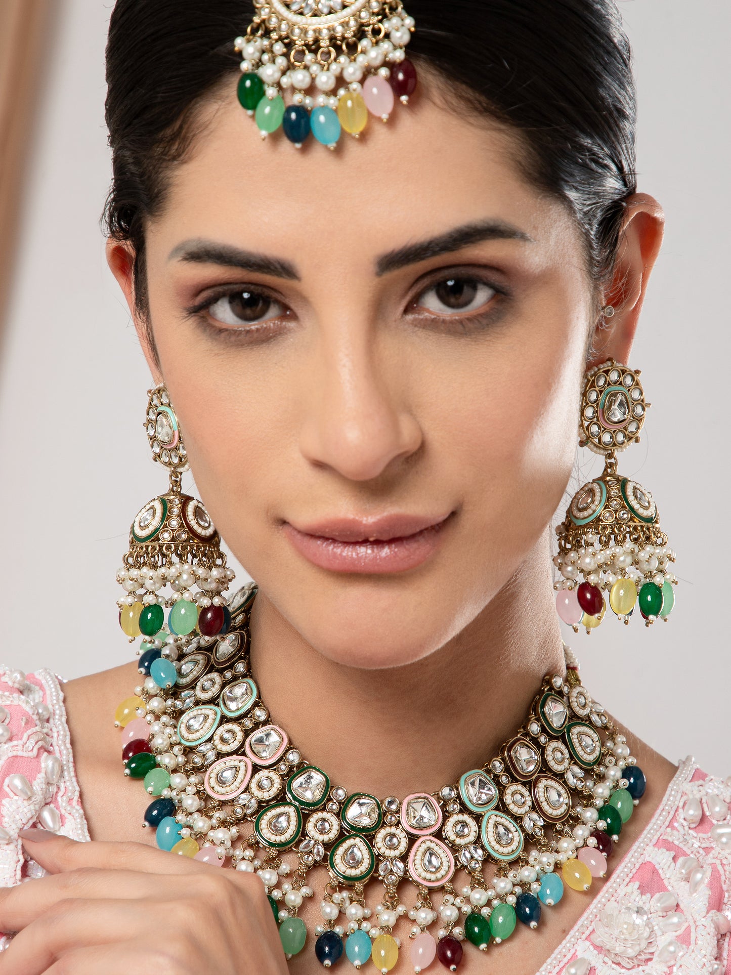 Multi Lavitha Necklace Earring with Teeka