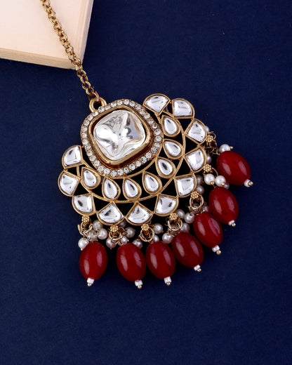 Red Oviya Kundan Teeka