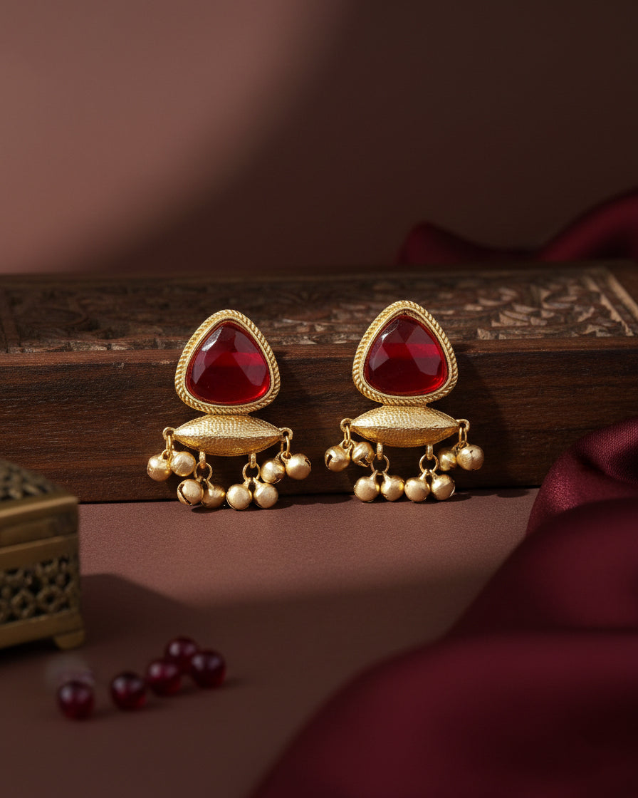 Ruby Maliona Brass Lookalike Stud Earring