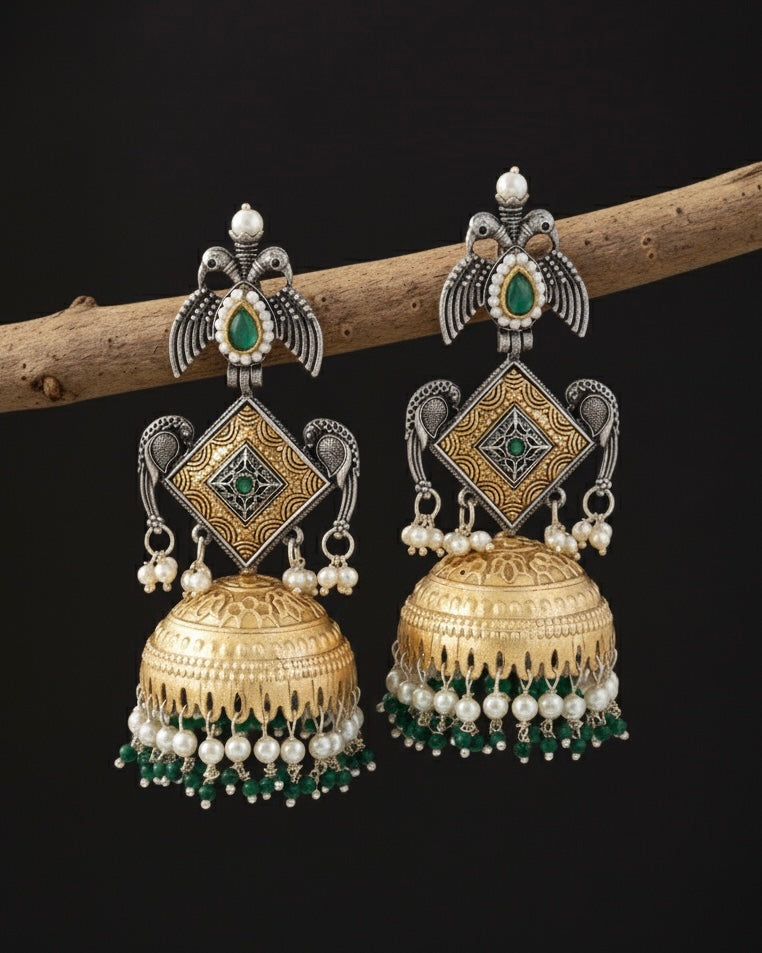 Green Arjun Designer Earring Brass Lookalike