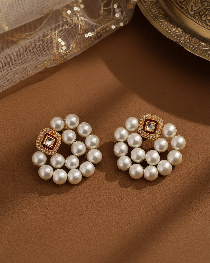 Ruby Meena Pearl Stud