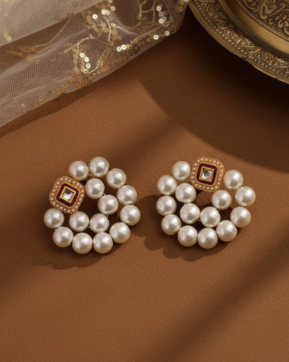 Ruby Meena Pearl Stud