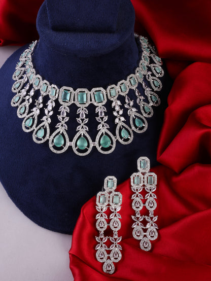 Mint Green Melissa American Diamond Necklace Set