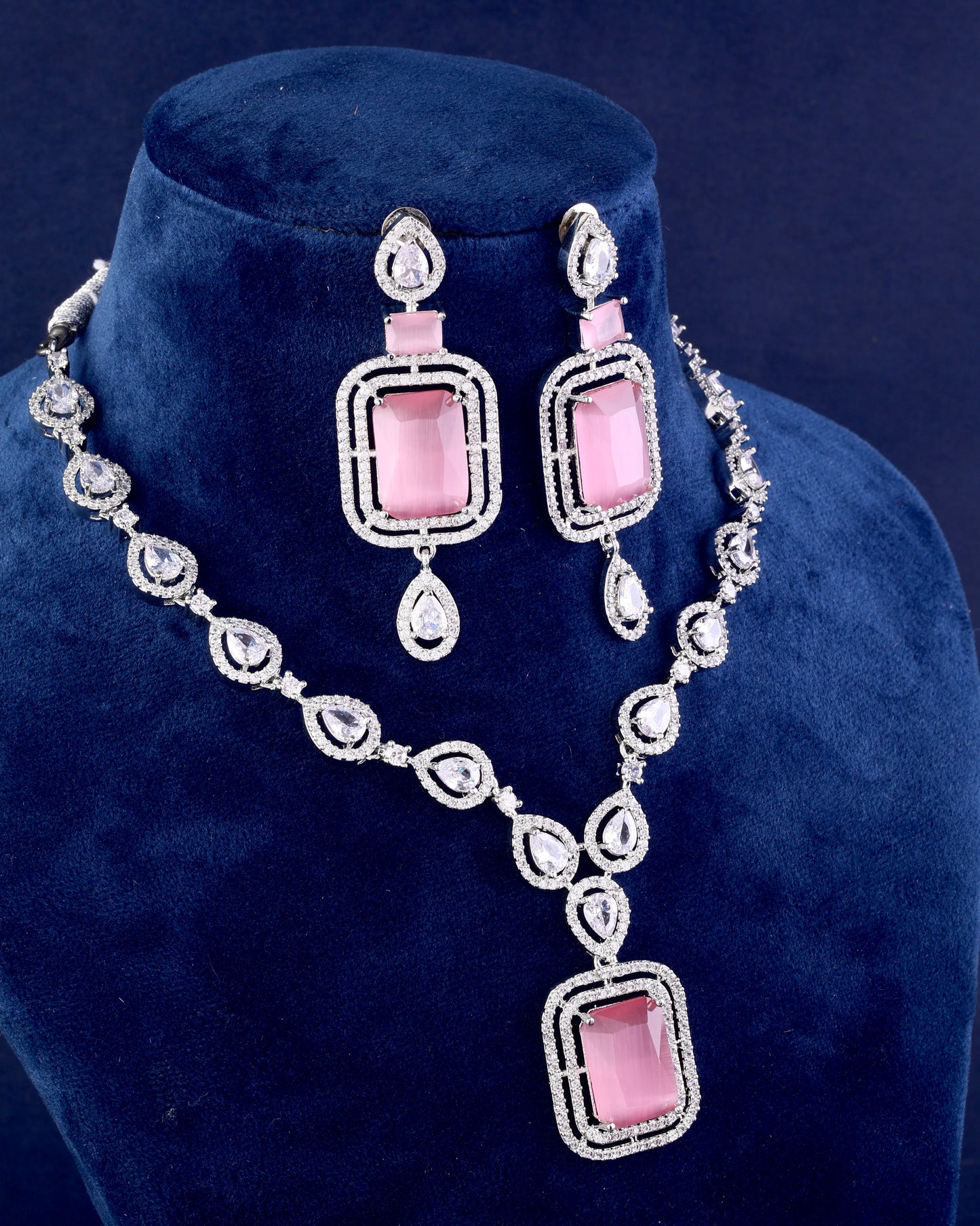 Blush Abeni American Diamond Necklace Set
