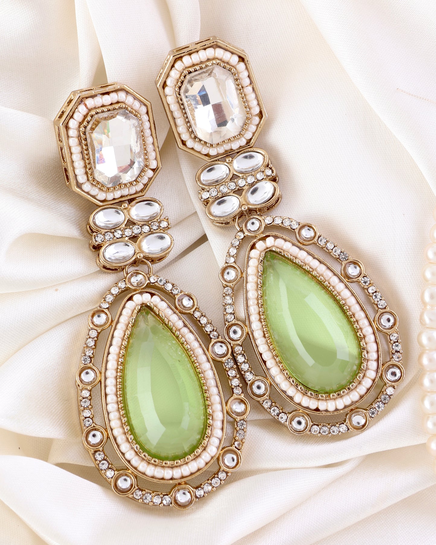 Olive Aarit Premium Designer Zircone Polki Dupe Earring