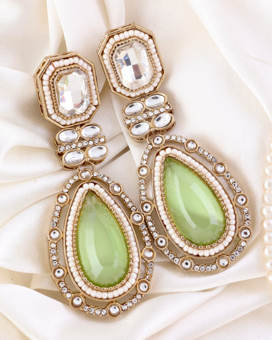Olive Aarit Premium Designer Zircone Polki Dupe Earring