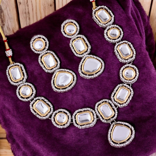 Marwa Polki Dupe Necklace Set with Earring