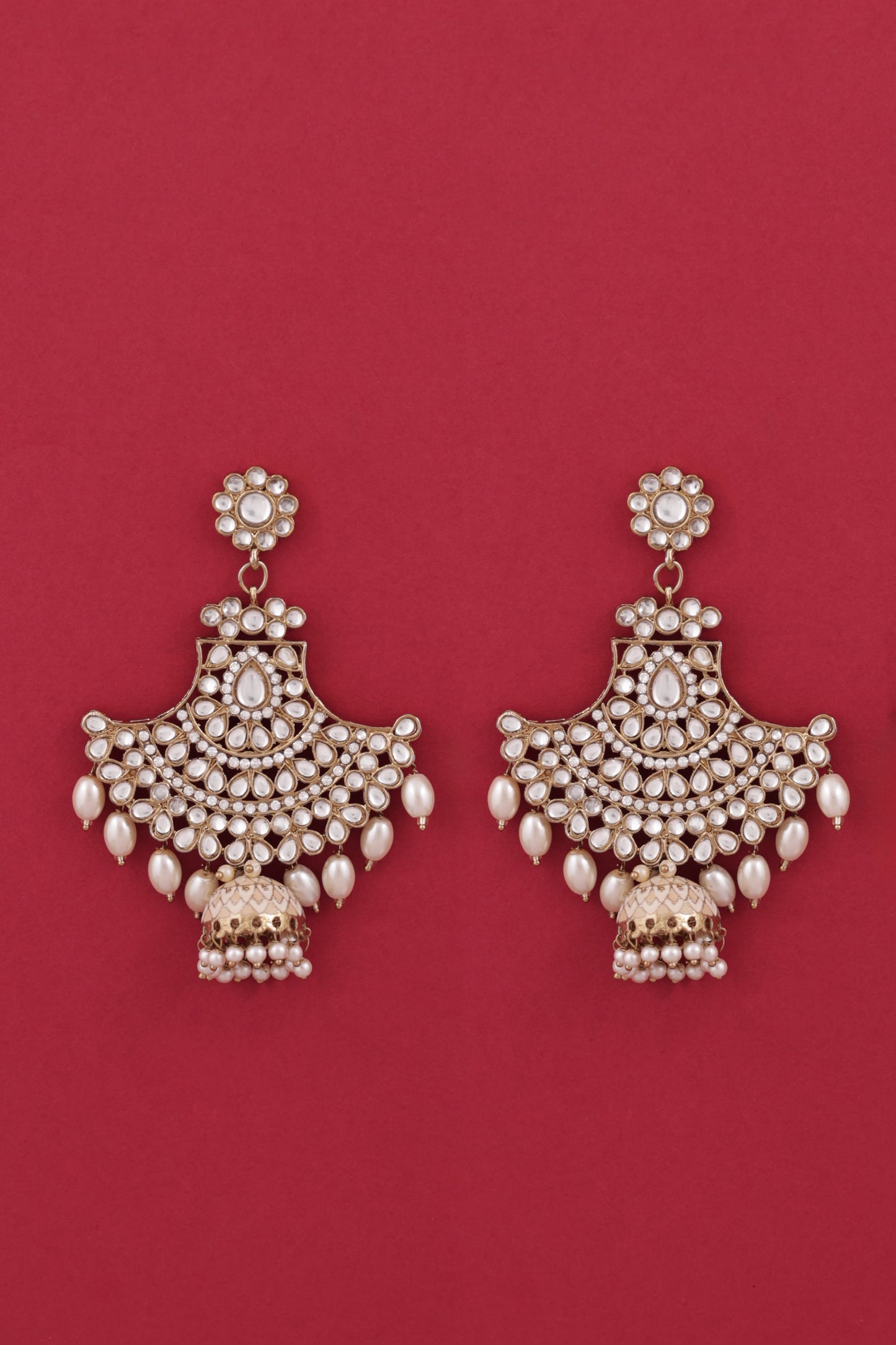 Ivory Sabita Designer Meenakari Jhumka Earring