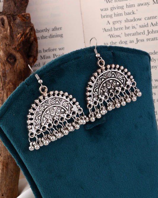 Meenu Ghunghru Earring - Oxidised
