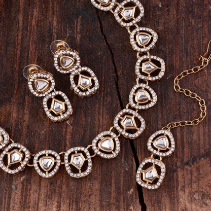 Ramya Polki Dupe Necklace with Earring and Teeka