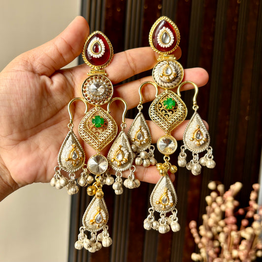 Maroon Abhilasha Premium Brass Chandbali