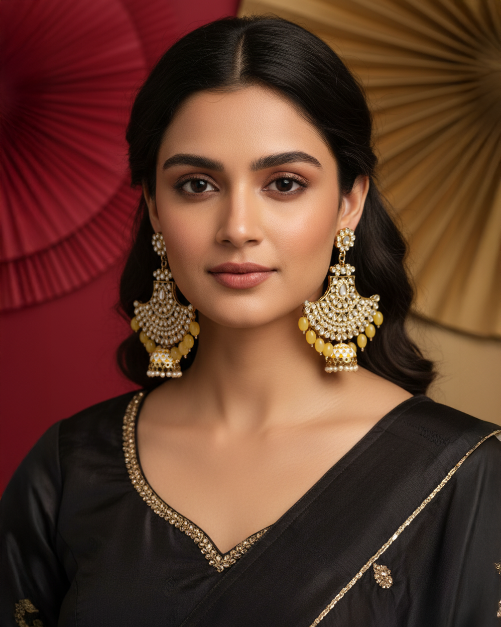 Yellow Sabita Designer Meenakari Jhumka Earring