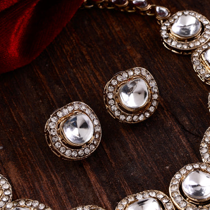 Zareena Polki Dupe Necklace with Earring and Bracelet