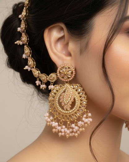 Blush Arajashree Bahubali Chandbali with Sahara