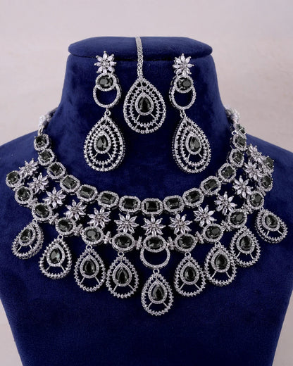 Black Tasha American Diamond Necklace Set