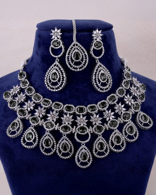 Black Tasha American Diamond Necklace Set