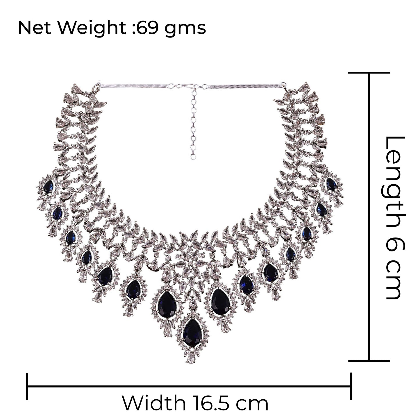 Blue Vineeta American Diamond Necklace Set