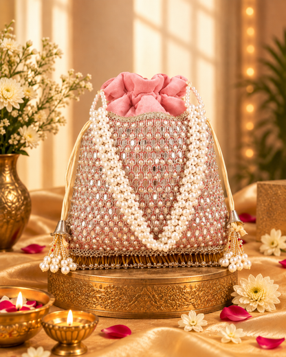 Blush Aarshita Ethnic Mirror Pearl Batua Bag