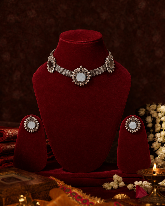Ruhaira Oxidised Necklace Set With Earrings