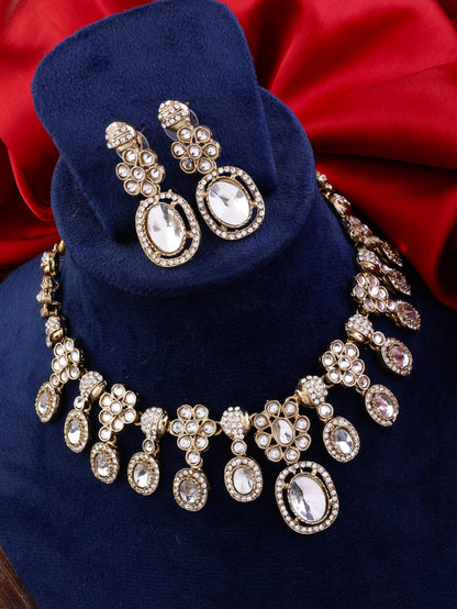 Gold Baani Indo Western Necklace With Earrings