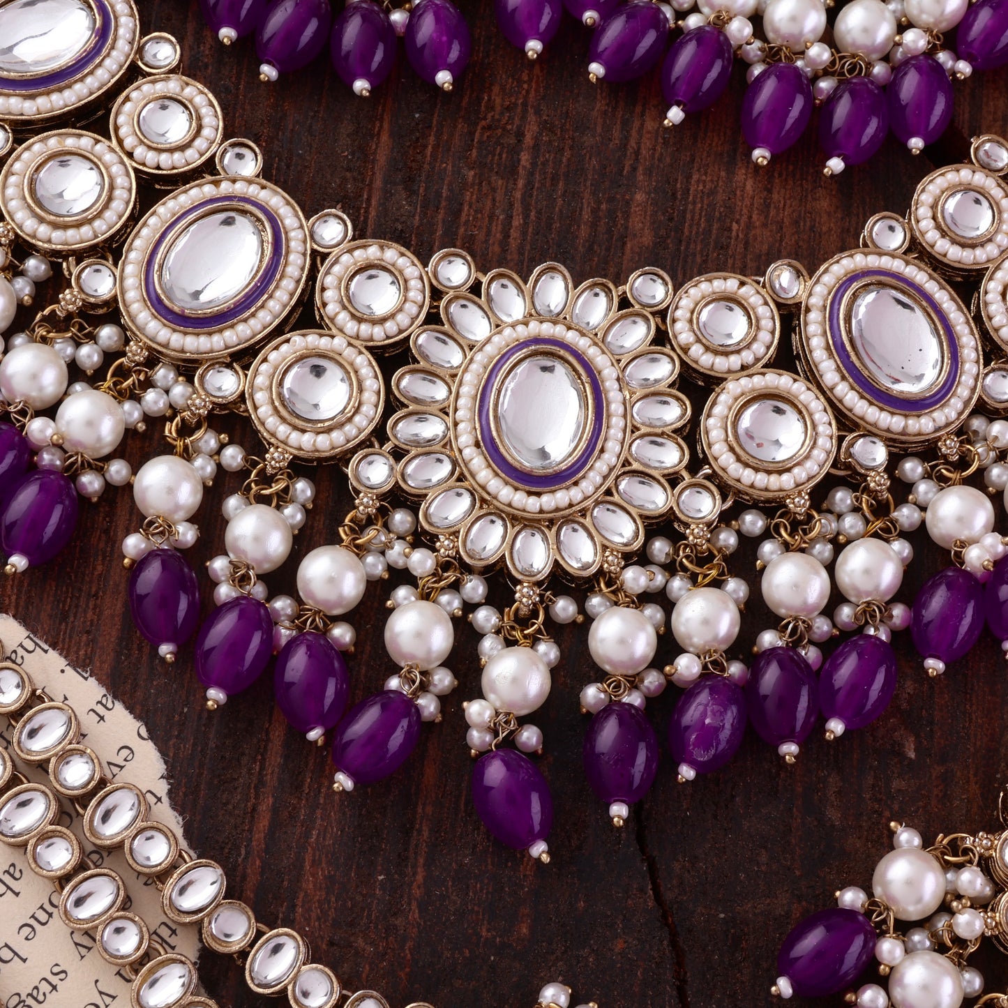 Purple Gurkeerat Necklace Earring with Teeka and Side Jhumar/Passa