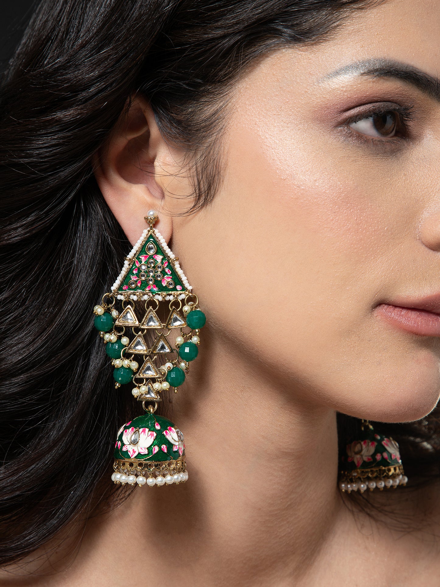 Emerald Tisha Meenakari Jhumka