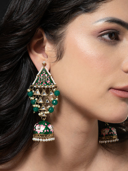 Emerald Tisha Meenakari Jhumka