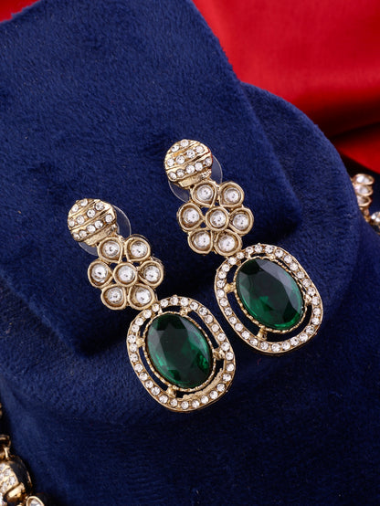 Emerald Baani Indo Western Necklace With Earrings