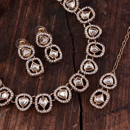 Ramya Polki Dupe Necklace with Earring and Teeka
