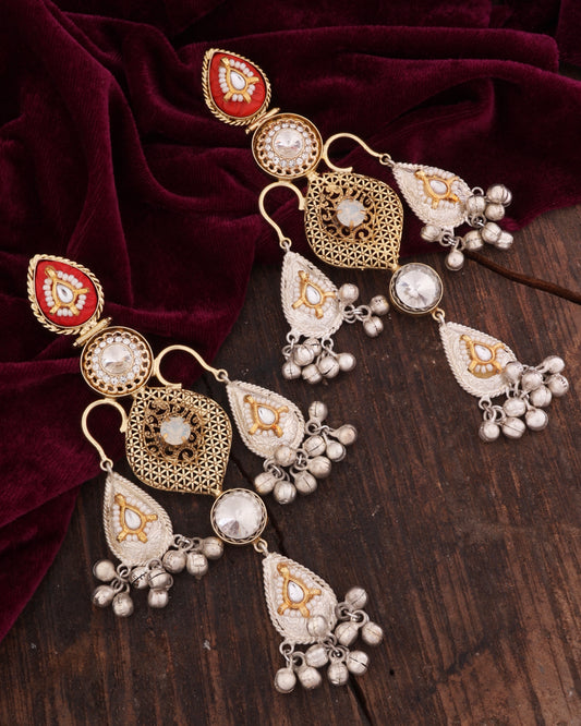 Red Abhilasha Premium Brass Chandbali