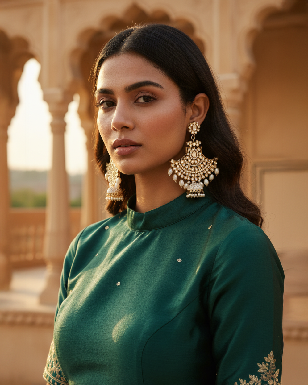 Ivory Sabita Designer Meenakari Jhumka Earring