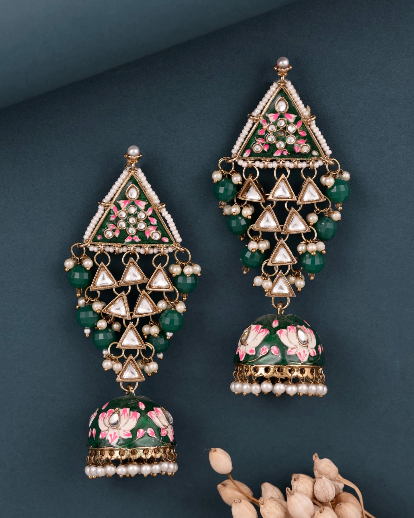 Emerald Tisha Meenakari Jhumka