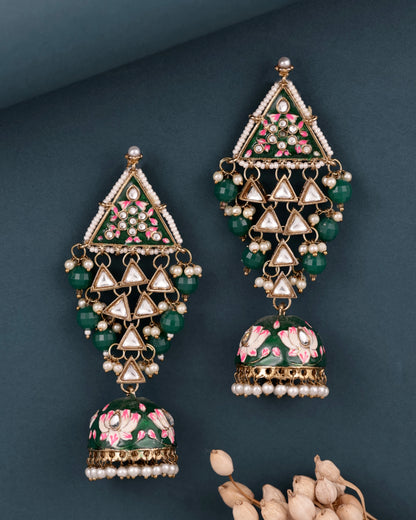Emerald Tisha Meenakari Jhumka