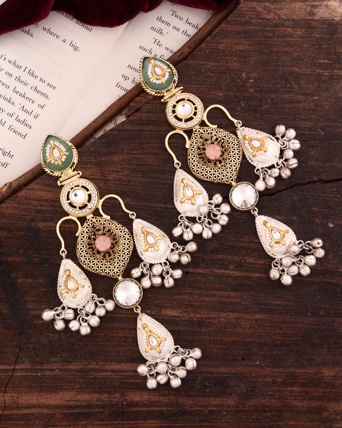 Mint Green Abhilasha Premium Brass Chandbali