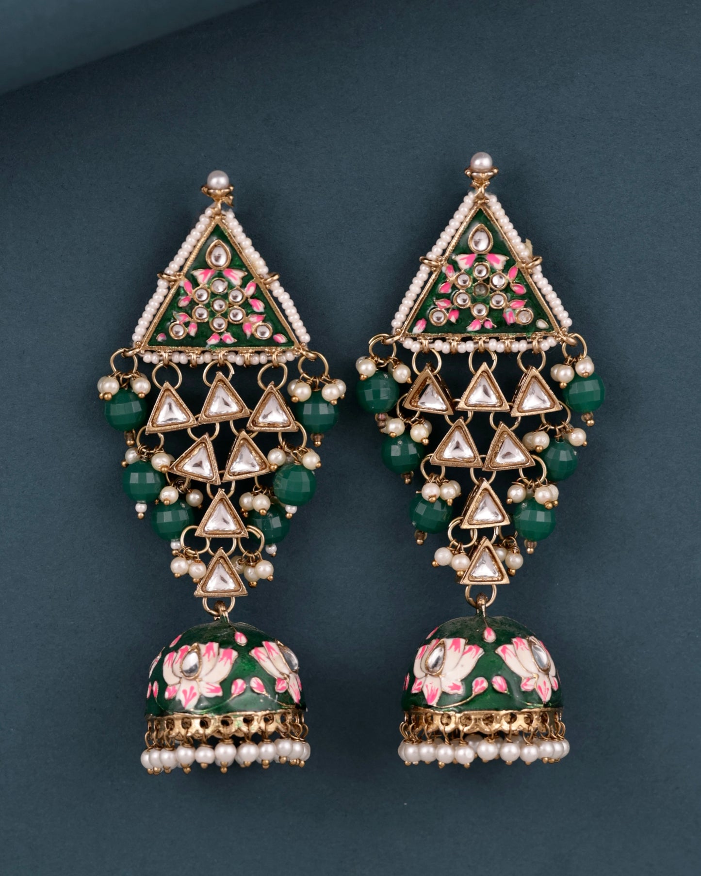 Emerald Tisha Meenakari Jhumka