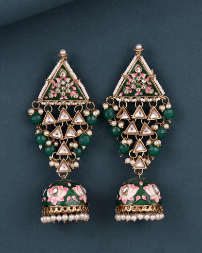 Emerald Tisha Meenakari Jhumka