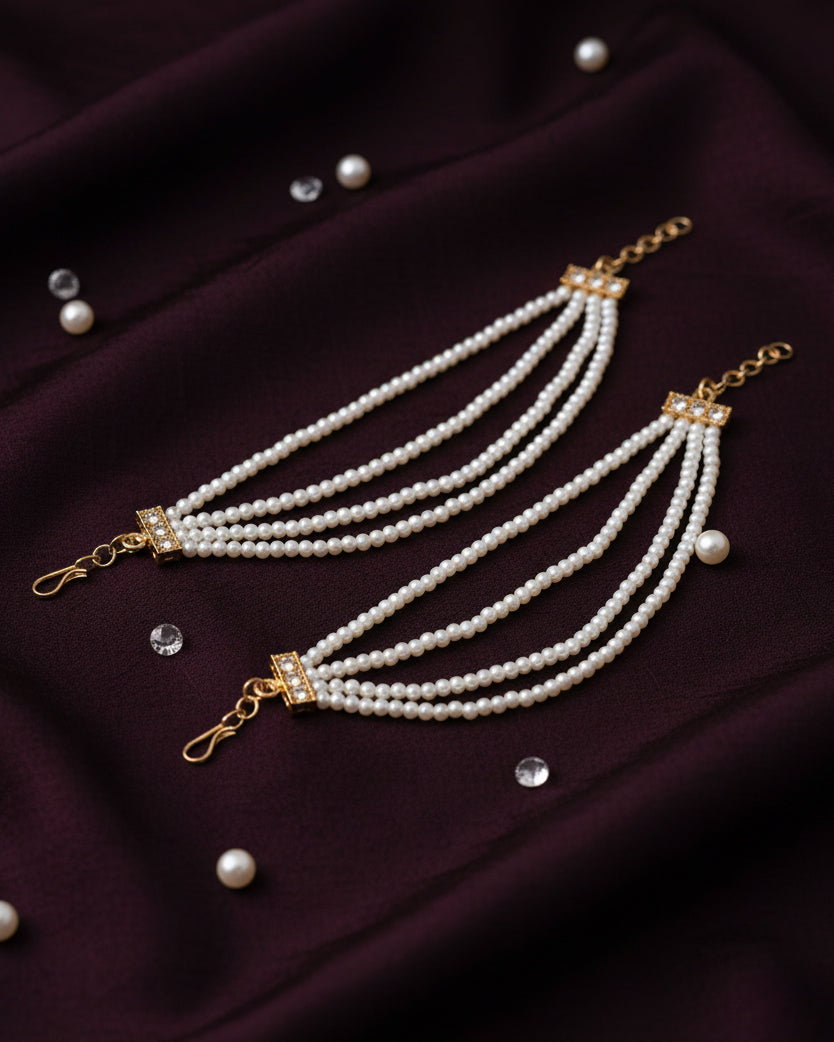 Mitali Bahubali Pearl Kaan Chain Pair