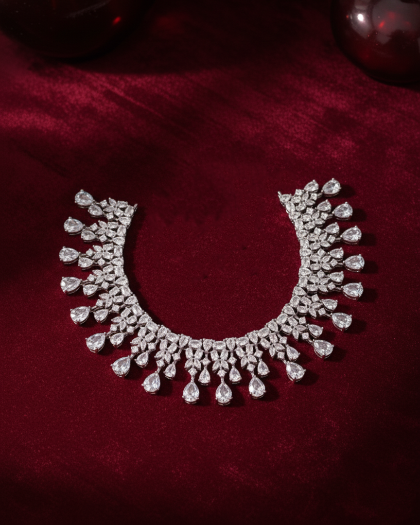 Silver Caroline AD Necklace