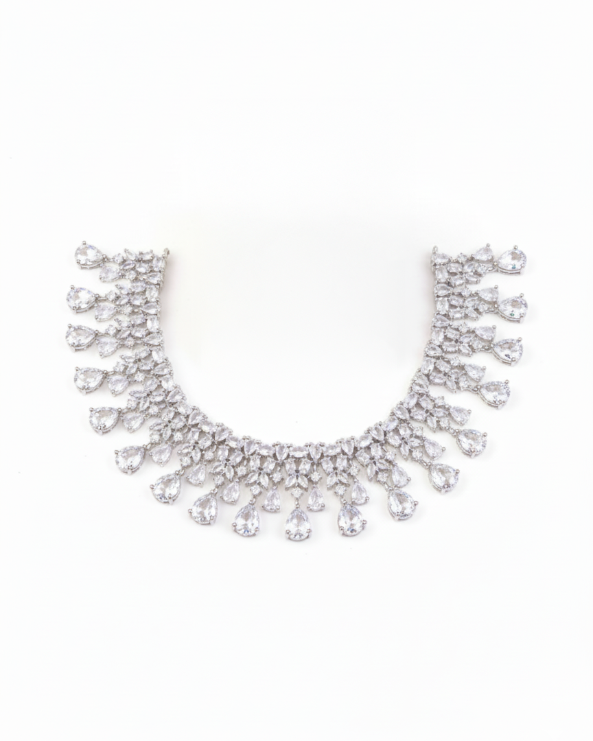 Silver Caroline AD Necklace